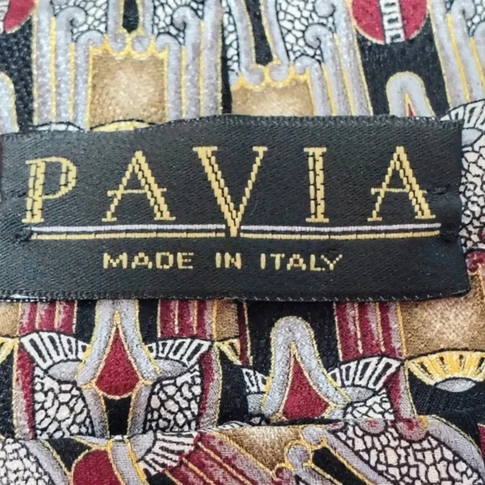 PAVIA Mens Silk‎ Tie Made in Italy Geometric Pattern